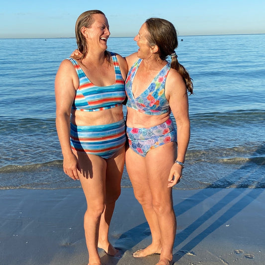Reversible bikini pants in beautiful prints by local artists on recycled fabrics
