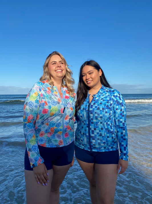 Ocean Full Zip Rashie X Ocean / Botanic Prints